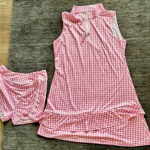 Pink Houndstooth Sleeveless Dress with Zip